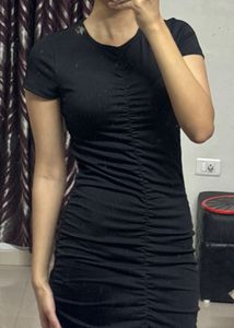 Black Ruched Bodycon Dress