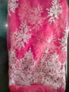 Stunning Pink Embroidered Net fabric
