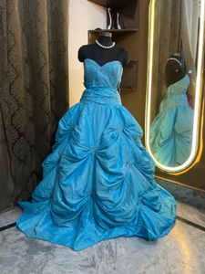 Stunning Blue bll gown barbie birthday Bridal Lehe