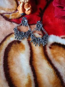 Boho Silver Jhumka Earrings