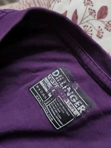 Dillinger Women Purple Printed Oversized T-Shirt