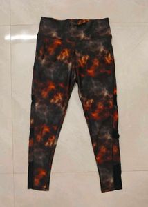 Stylish Print Leggings with Mesh Accents