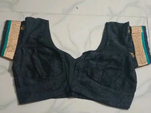 GentlyUsed Elegant Black SilkBlouse withGoldTrim-