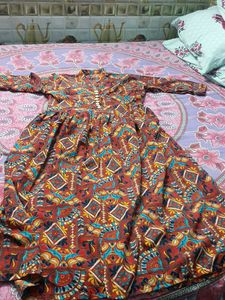 Beautiful Multicolour Printed Long Dress/Frock