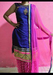 Elegant Blue &amp; Pink Lehenga Choli