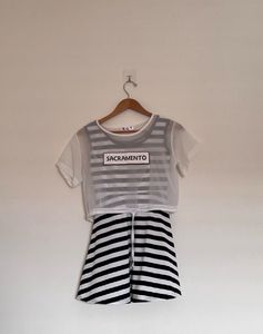 Striped Korean Mini Dress with Top