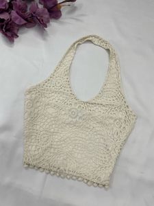 Off white halter neck top