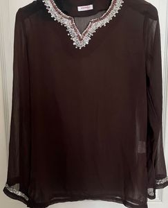 Sheer Brown Kurta with Sequins