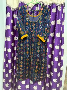 Yellow &amp; Navy Ethnic salwar Kurta with Dupatta