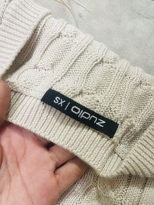Cream Cable Knit Sleeveless V-Neck Sweater Vest