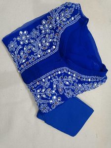 Royal Blue Embroidered Kurta with inner lining