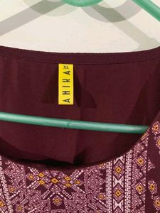 Printed Maroon Kurta (Women)