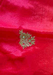 Stunning pink Embroidered Silk Saree