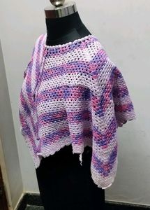 Handmade Crochet Multicolor Dupatta