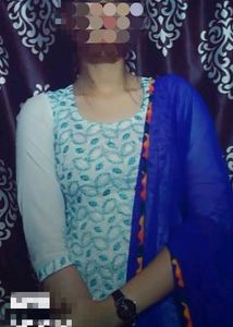 White With Blue Print Kurti( Kurta)