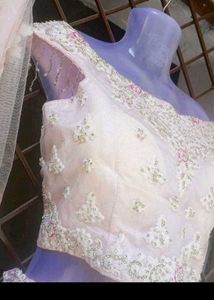 Bust 40 Elegant White &amp; Pink Lehenga Choli