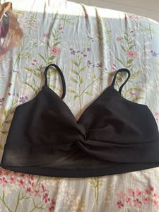 Stylish Black Twist Front Crop Top