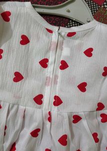 Cute White Dress with Red Hearts
