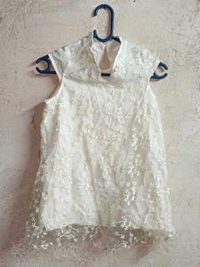 White Lace Blouse Top Layered
