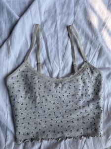 Cute Floral Crop Top with Lace Trim