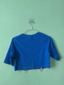 Blue Cropped Top with Zippers