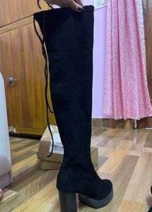 Black Over The Knee Boots | Thigh High Heeled Boot