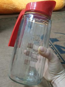 Retro Glass Pitcher with Red Lid