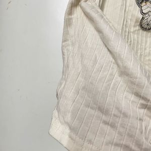 Cream Ribbed Butterfly Halter Top