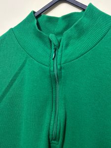 Green Zip Neck Top