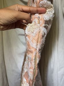 Designer Peach Embroidered Mini Dress
