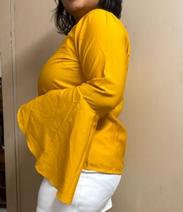 Mustard Yellow Solid Women’s Top