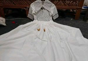 Cotton Anarkali Kurti Set with Mirror Embroidery &amp;
