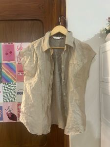 Linen Blend Sleeveless Shirt