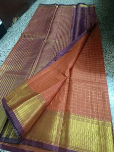 Elegant Rust Orange Semi Silk Saree