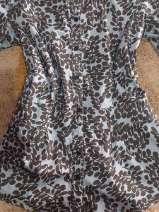Light Blue Leaf Print Button-Up Shirt