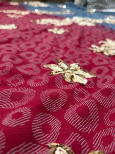 Vintage Red Sequin Saree