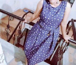 Navy Star Print Fit and Flare Dress