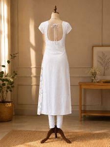 White mirror work Kurta