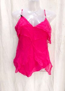 Vibrant Pink Ruffled Camisole Top