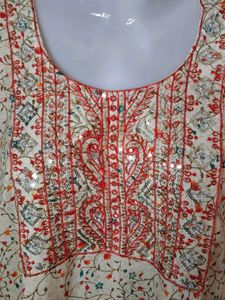 Elegant Floral Print Kurta with Embroidery