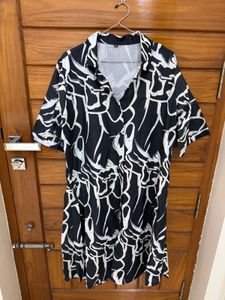 Abstract Print Dress🩶🤍🖤