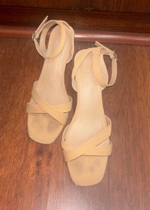 Stylish Tan Strappy Block Heels