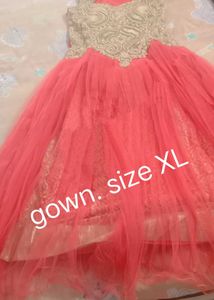 Stunning Coral Tulle Embellished Gown