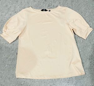 Fig Creme Top With Puffed Sleeves