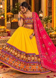 Vibrant Yellow Embroidered Lehenga Choli Set