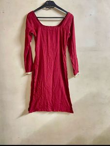 Elegant Red Kurta with Gold Trim