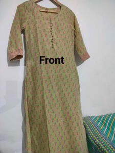Green & Pink Floral Print Kurti