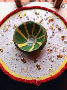 3 Diya with Attached Stand