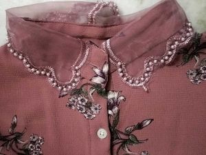 Stylish Floral Print Peach Top