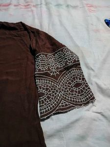Brown Kurta with Decorative Sleeves